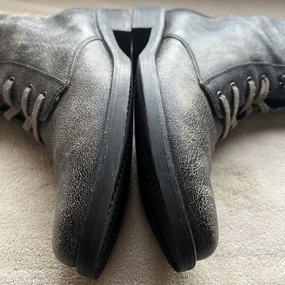 J. Crew Distressed Crackle Dark Brown Leather Lace Up Ankle Boot Women’s 7.5 - Picture 15 of 16